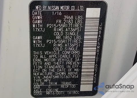 2016 Nissan Juke Nismo/S/Sl/Sv из США, поврежденный, VIN JN8AF5MR7GT607454